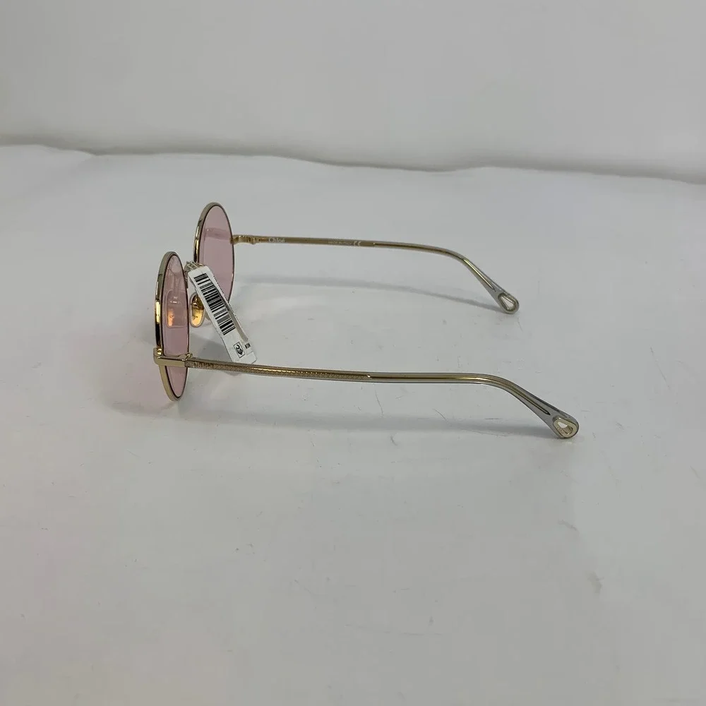 Chloé CH0042S Gold Round Sunglasses Pink Lens Designer Frames‎ Italy 56 20 145